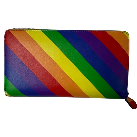 BALENCIAGA Smooth Calfskin Logo Rainbow Ville Continental Zip Around Wallet - Picture 3 of 12